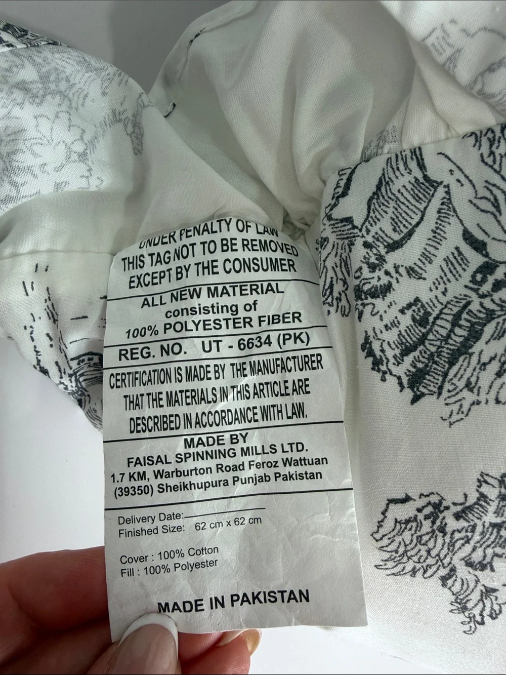 Cabbages & Roses London Black White Toile Ruffle Pillow 24.5”